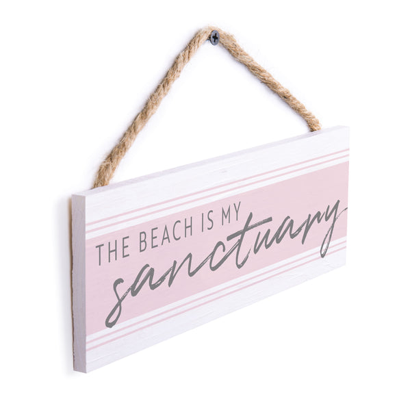 The beach is my sanctuary - 1003BEASAN-PLM / 10x3.5 Hanging Wall Decor