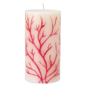 Pillar Candle - White with Red Coral Inlay