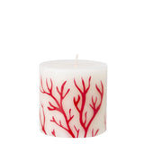 Pillar Candle - White with Red Coral Inlay