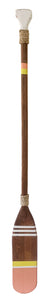 Wood Paddle with Rope (5' 5") - Natural/Coral/Yellow Stripe - OK 595 48