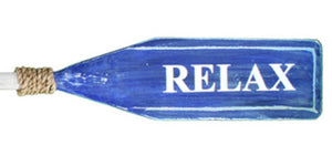 Wood Paddle with Rope (4' 7") - White/Blue "RELAX" - OK 618 21