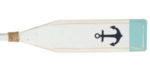 Wood Paddle with Rope (5' 5") - White/Aqua with Anchor - OK 595 10