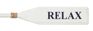 Wood Paddle with Rope (5' 5") - White/White with Navy "RELAX" - OK 595 24