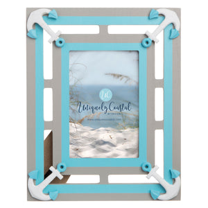 Wood Painting Frame anchors vertical natural/teal - UCPF111