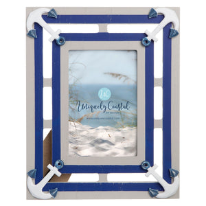Wood Painting Frame anchors vertical white wash/navy - UCPF113