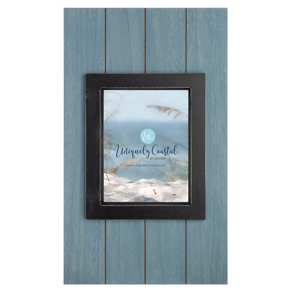 picture frames w/blue wood slats, black frame - UCPF115