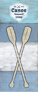 Wall decor, white & blue planks, oars - WD103