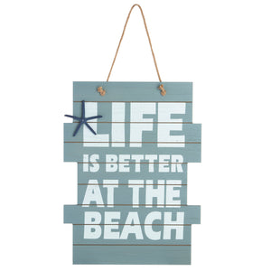 Wall decor - offset wood slats "Life is better at the beach" - WD401