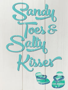 3-plank wall decor, white wash, sandy toes and salty kisses - WD402