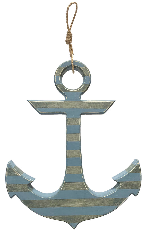 Anchor with Rope Accent (Grey and Blue Stripe) - WJ AN45