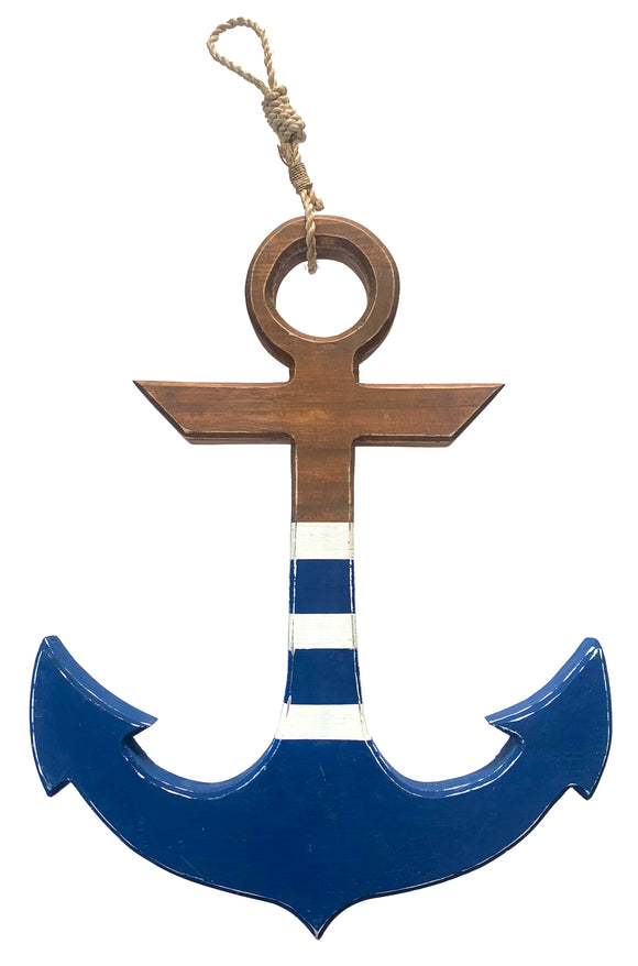 Anchor with Rope Accent (Navy and White Striped) - WJ AN47