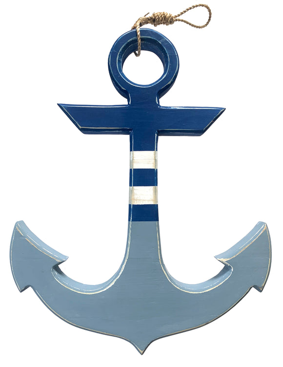Anchor with Rope Accent (Navy, White and Baby Blue Striped) - WJ AN49