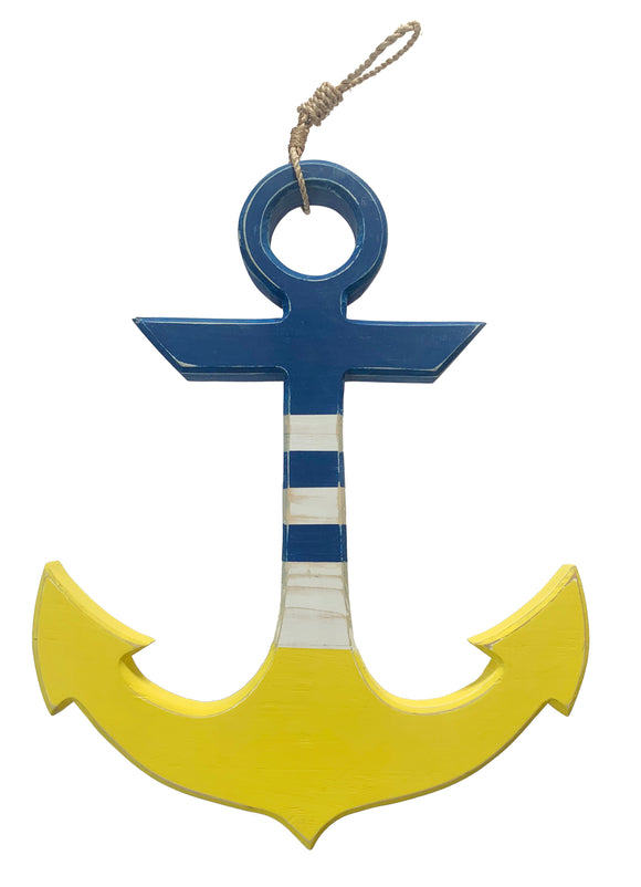 Anchor with Rope Accent (Navy, Yellow and White Striped) - WJ AN50